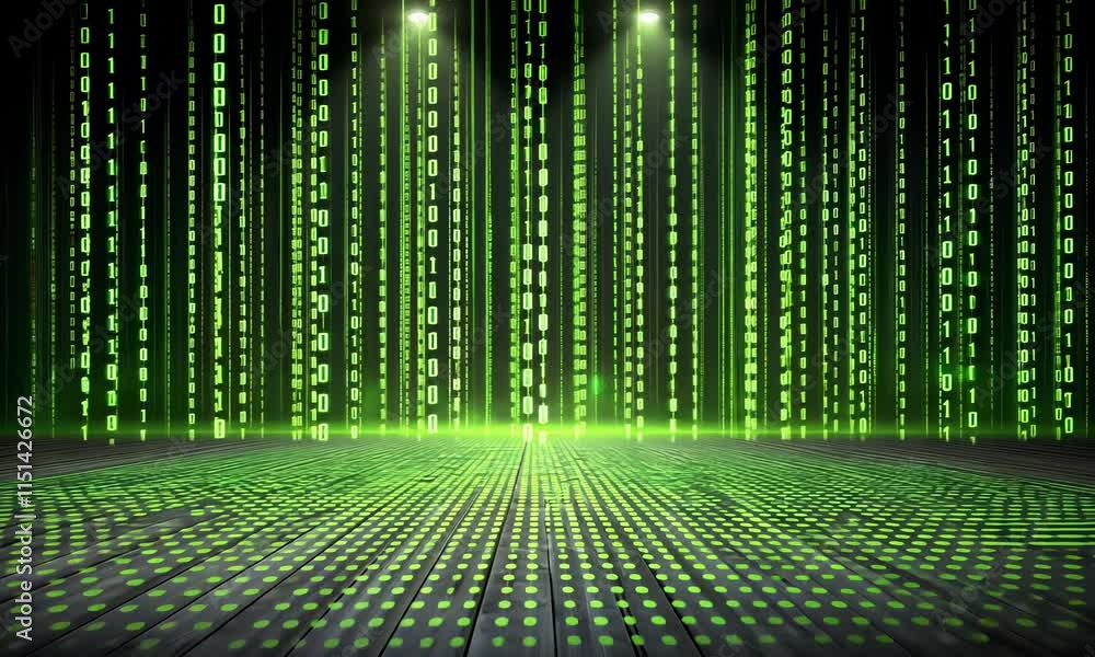 Poster futuristic green binary code background