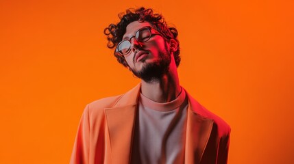 A vivid portrait of a stylish man with glasses