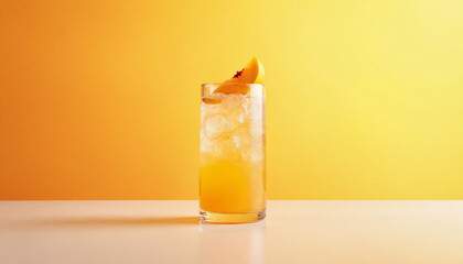 Refreshing Peach Lemonade in a Highball Glass with Copy Space