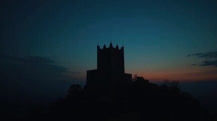 Obraz premium Silhouette of a Castle Against a Blue Sky