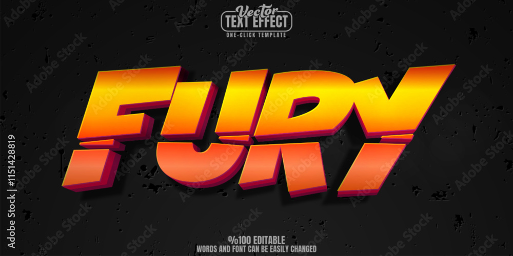 Poster fury editable text effect, customizable bullet and shooter 3d font style