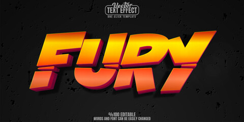 Fury editable text effect, customizable bullet and shooter 3d font style