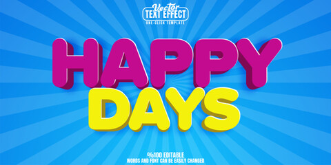 Happy editable text effect, customizable cartoon and fun 3d font style