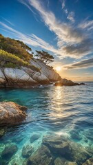 Stunning Landscape of the Tranquil Blue Sea and Clear Waters