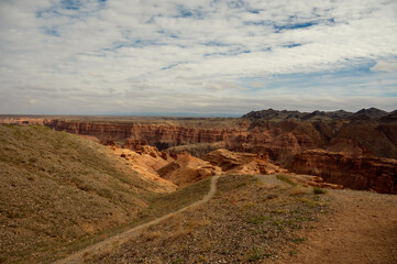 beautiful landscape, trail leading to canyons