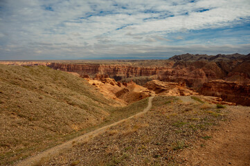 beautiful landscape, trail leading to canyons