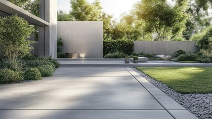 Modern concrete floor surface with natural view