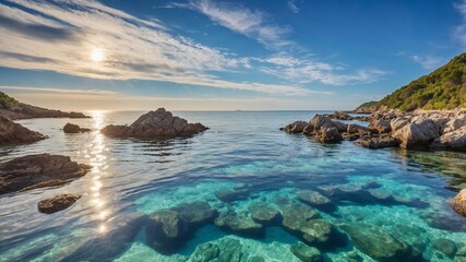 Stunning Landscape of the Tranquil Blue Sea and Clear Waters