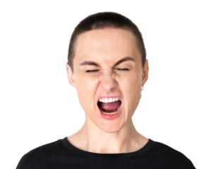 Transgender man png transparent, screaming face portrait