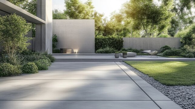 Modern concrete floor surface with natural view