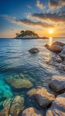 Stunning Landscape of the Tranquil Blue Sea and Clear Waters