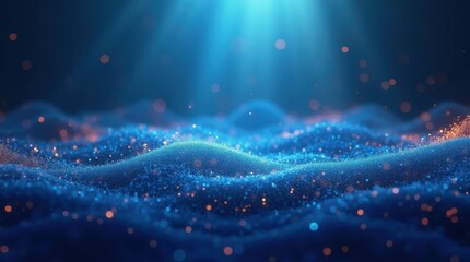 Abstract Wave Pattern with Glowing Blue Dots