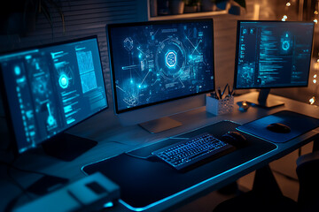 Dual Monitor Setup - Modern Tech Workspace