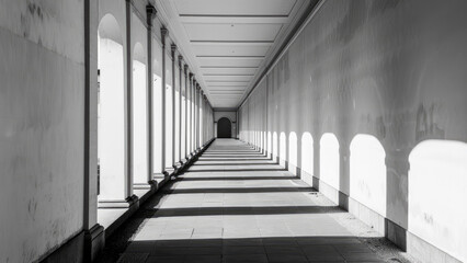 Ancient wooden corridor with traditional architectural details