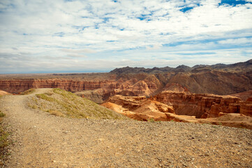 beautiful landscape, orange canyon mountains and cloudy sky