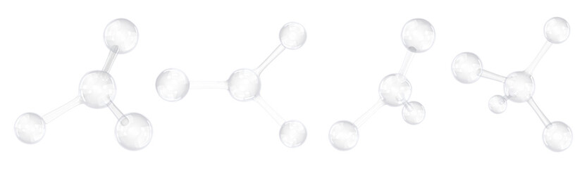 PNG 3D transparent clear molecule  cut out element set