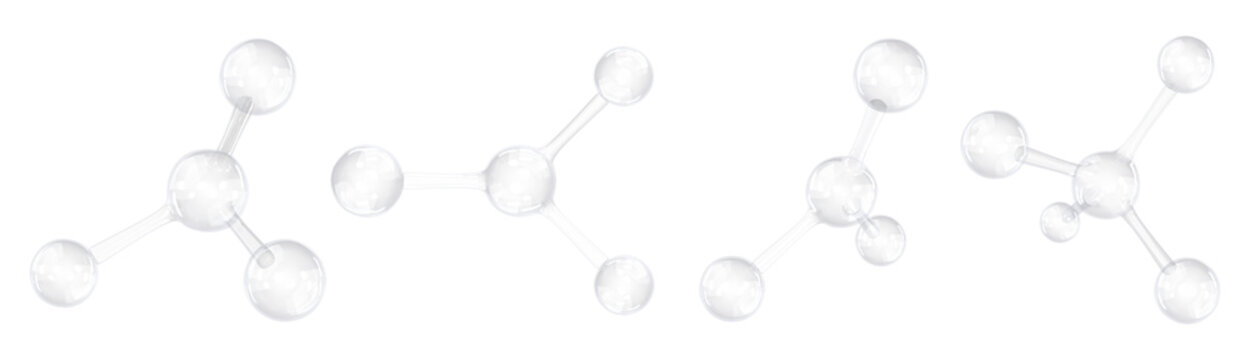 PNG 3D transparent clear molecule  cut out element set
