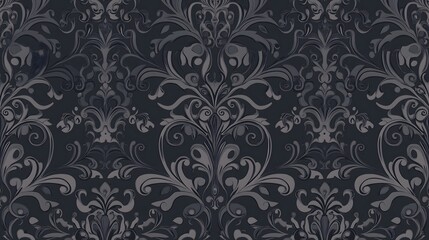 Seamless Damask Vintage Floral Pattern Wallpaper with Ornate Design