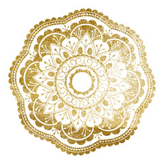 Gold png mandala, festive sticker on transparent background