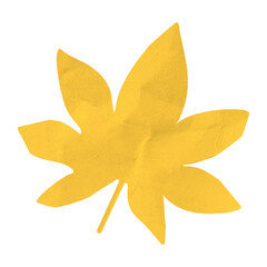 Fototapeta premium Paper craft png, yellow maple leaf, autumn collage element, transparent background