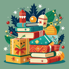 Vintage book elements collection with different books 