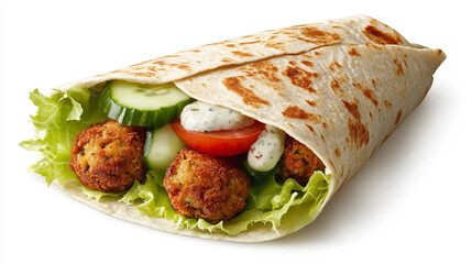 Fresh Falafel Wrap with Veggies and Tahini Sauce