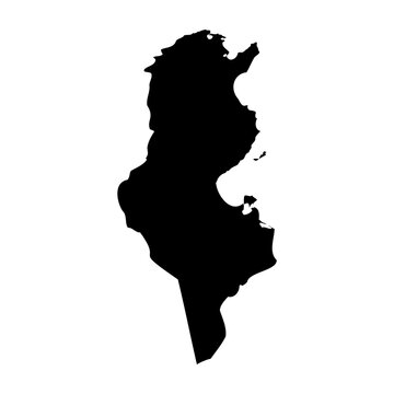 recommend clip art: Tunisia high detailed vector representation of country silhouette in solid black on white background. For educational, decorative, or informational use showcasing the national outline.