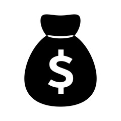 money bag icon. black dollar bag vector illustration.