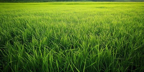 Obraz premium Lush green grass thrives in a vibrant field, showcasing the beauty of green grass flourishing during the summer and spring seasons, creating a serene landscape filled with green grass.