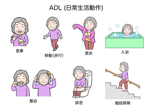 日常生活動作(ADL)、高齢者女性
