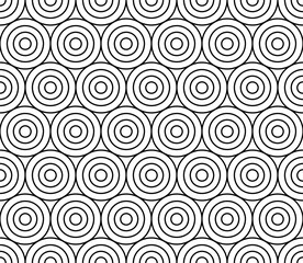 Abstract art black circle geometric seamless pattern. Thin circle contour. Pattern for mens textiles. Circle within a circle