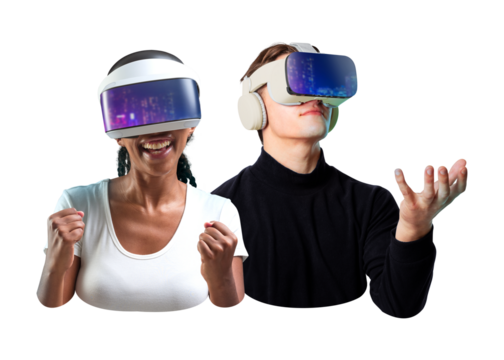 PNG Virtual reality entertainment technology, collage element on transparent background