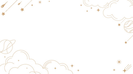 Abstract star png frame, simple line art, sky element for planner, transparent background