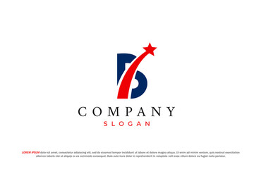 letter b shooting star american usa flag logo © Bayu