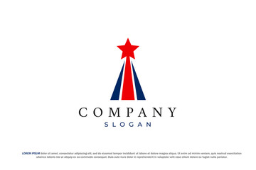 Fototapeta premium letter i shooting star american usa flag logo