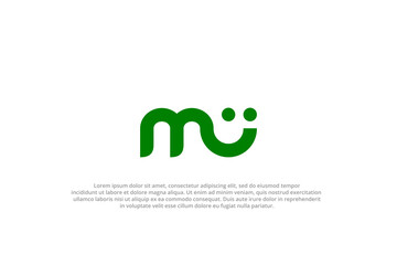 letter m smile face abstract green