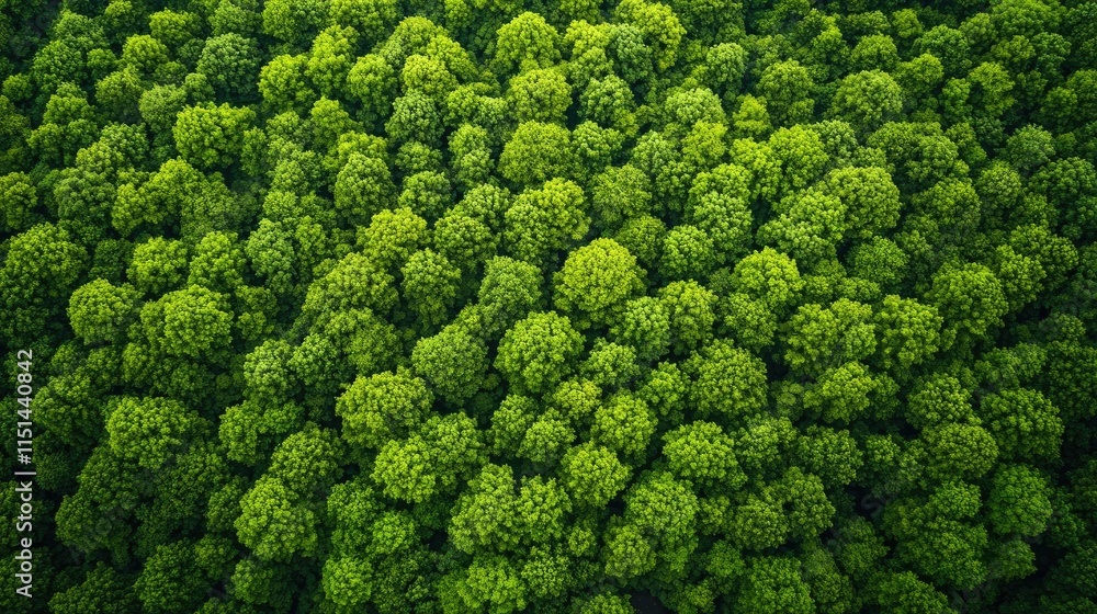 Poster aerial view forest idea. aerial view of lush green trees creating a vibrant forest landscape.