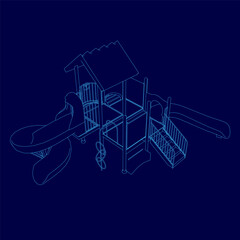 Outline playground outline. Isometric view. Vector illustration