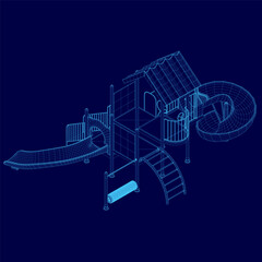 Wireframe playground outline. Isometric view. Vector illustration. 3D