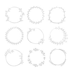 Leafy doodle sticker design element set