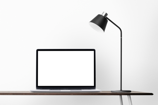 Laptop screen png mockup minimal home office