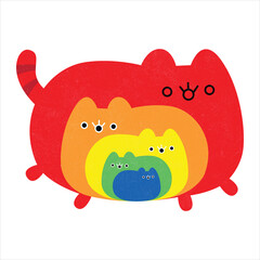 Rainbow Cats Vector Illustration