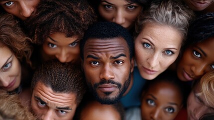 Obraz premium An engaging composition of diverse faces, each exhibiting distinct expressions, revealing the beauty of human connection and the celebration of individuality.