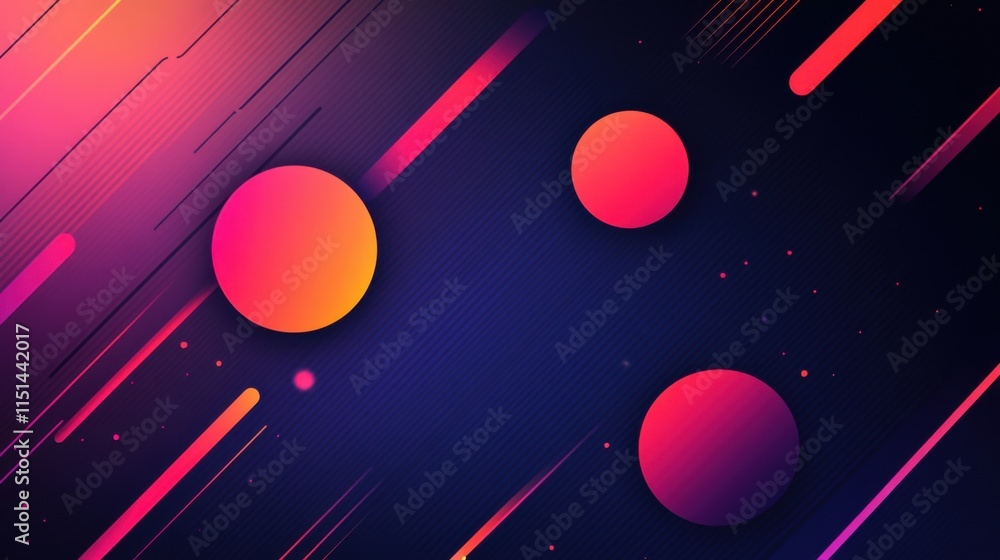 Poster abstract geometric background design with vibrant gradient circles and dynamic lines