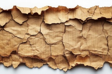 textured piece of brown cardboard paper isolated on a clean white background, showcasing its natural fibers and earthy tones, perfect for creative design and crafts