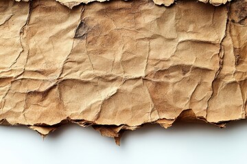 textured piece of brown cardboard paper isolated on a clean white background, showcasing its natural fibers and earthy tones, perfect for creative design and crafts