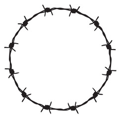 Round barbed wire black and white 