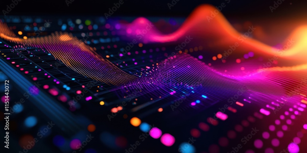 Poster colorful image of a wave with many dots