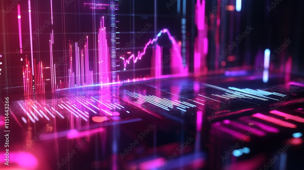 Poster 3d rendering of financial data document showcasing statistical analysis and marketing research with 