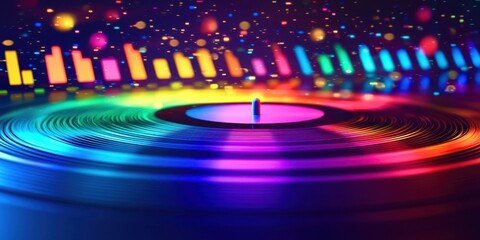 Colorful record with a rainbow design on it